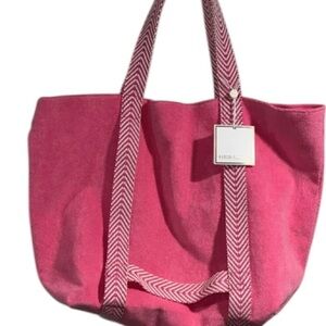 Shiraleah Pink Bag tote beach terry cloth pockets NEW carry all